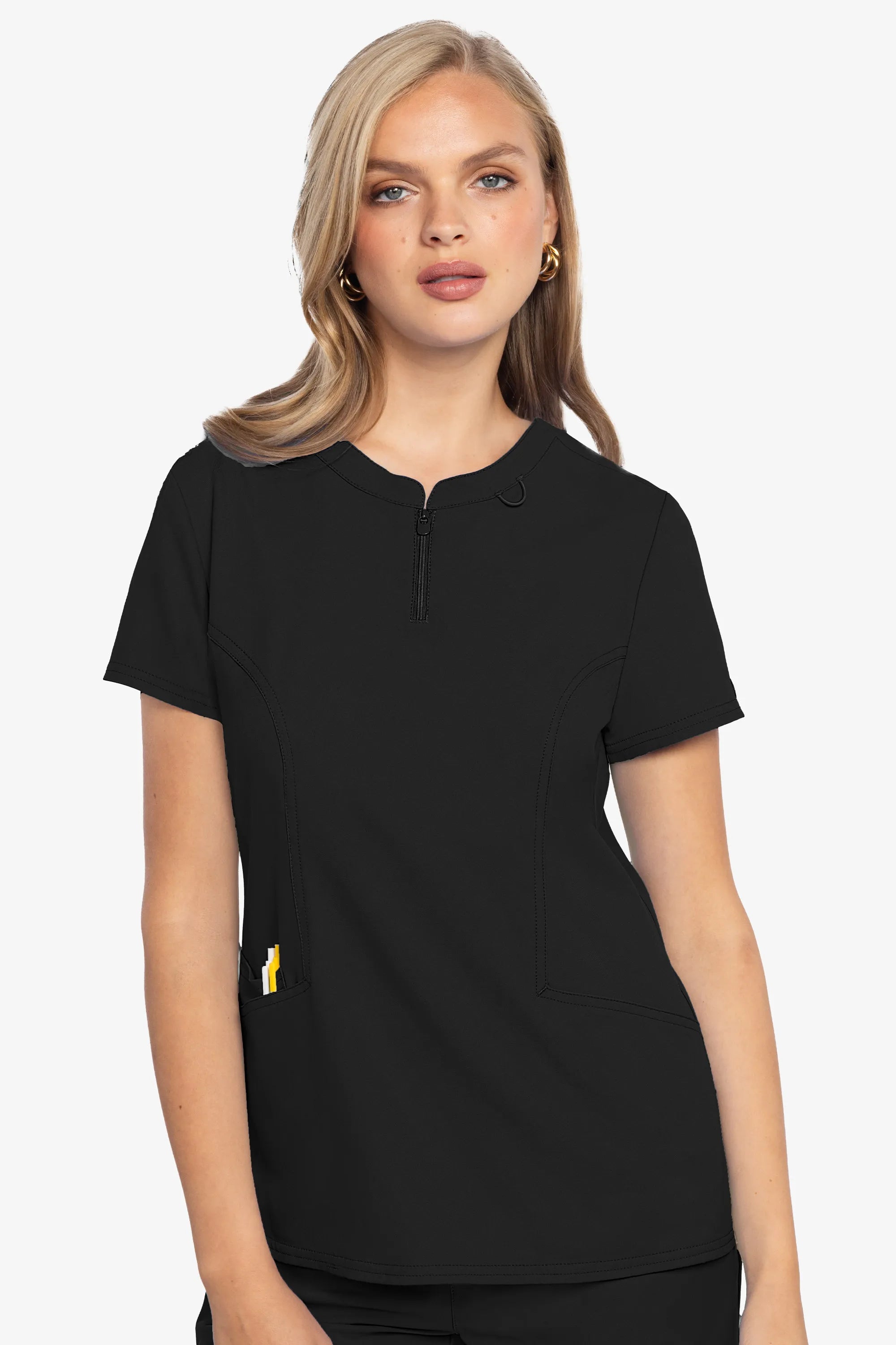 Med Couture Insight Women's Henley Zip Front Top
