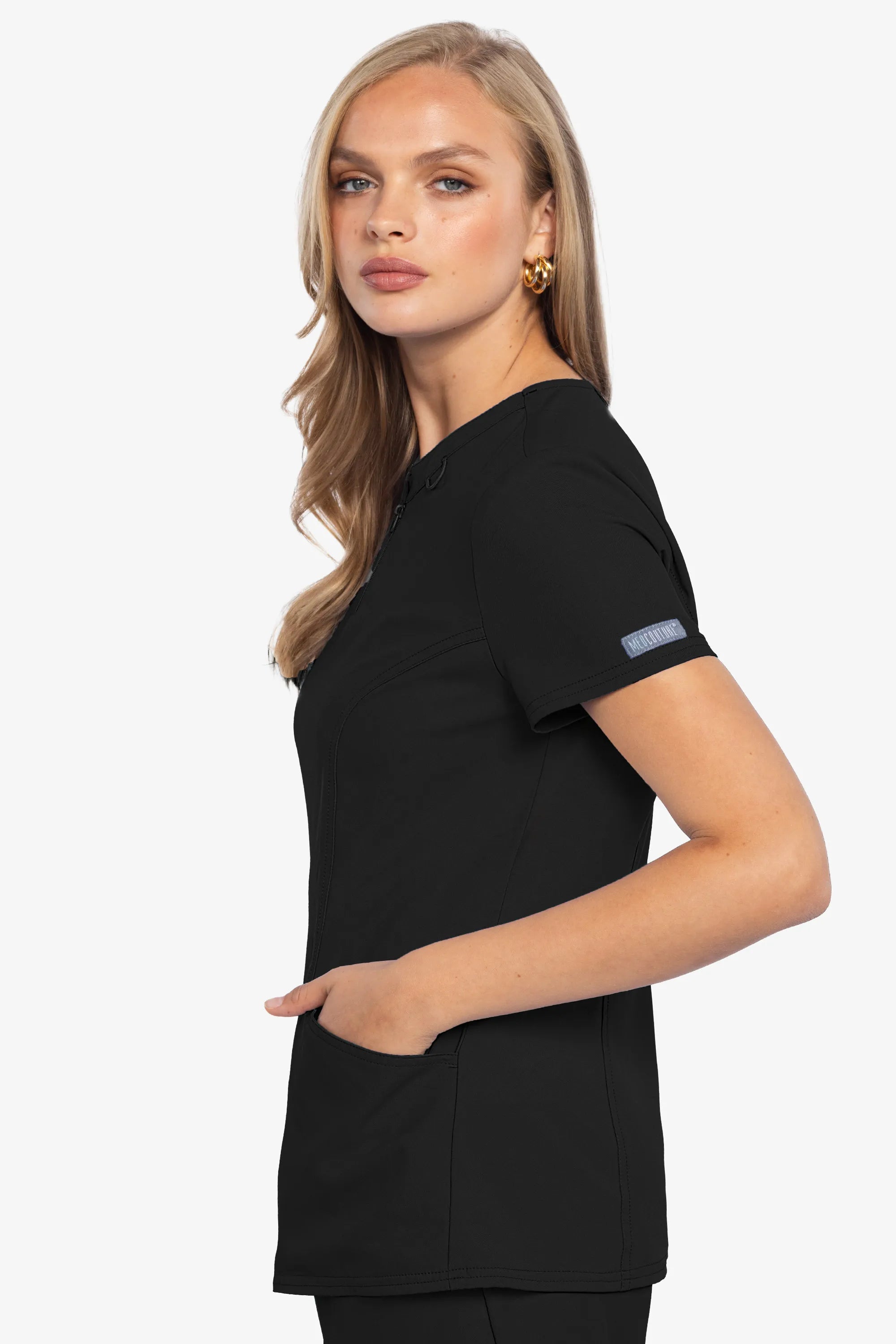Med Couture Insight Women's Henley Zip Front Top
