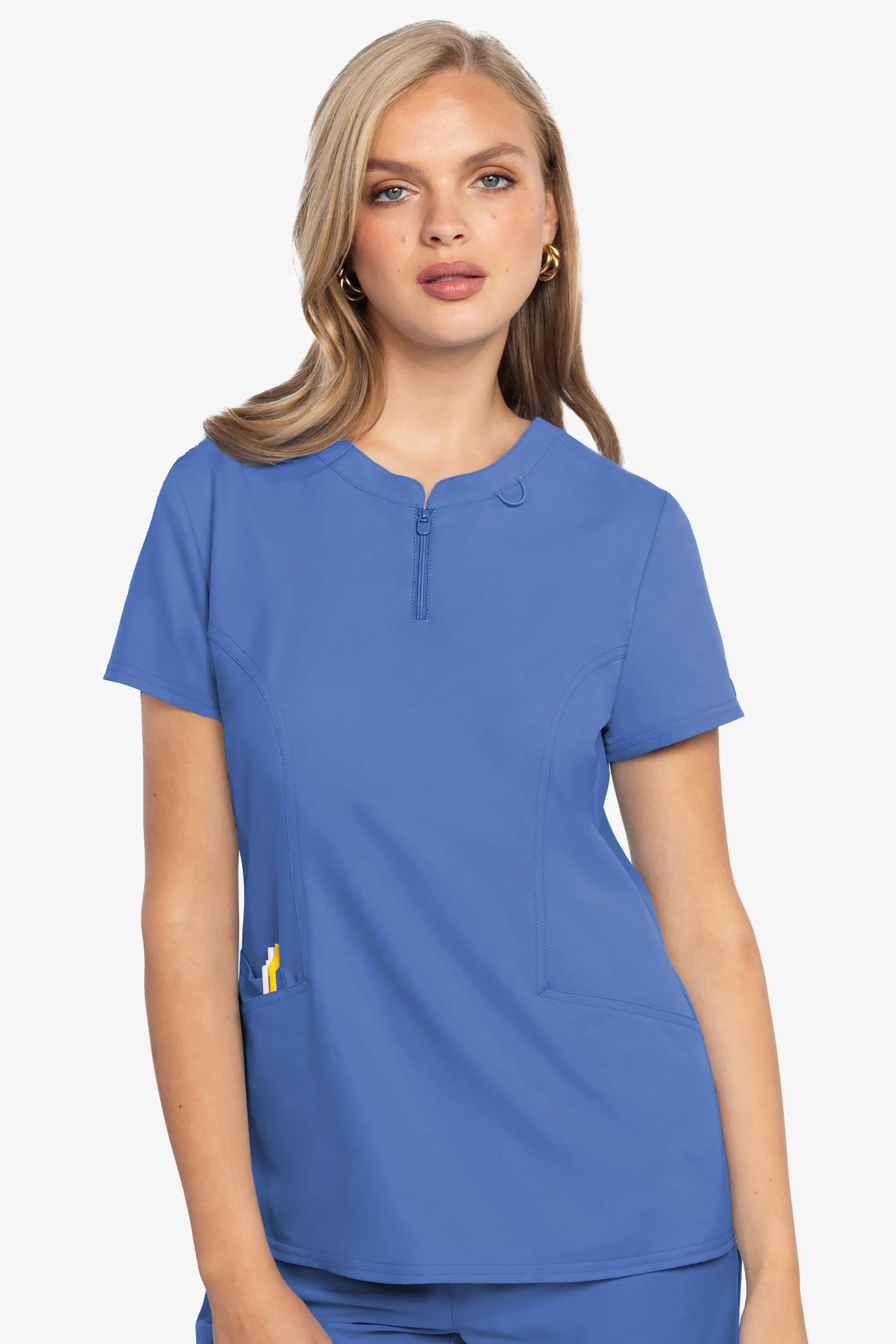 Med Couture Insight Women's Henley Zip Front Top