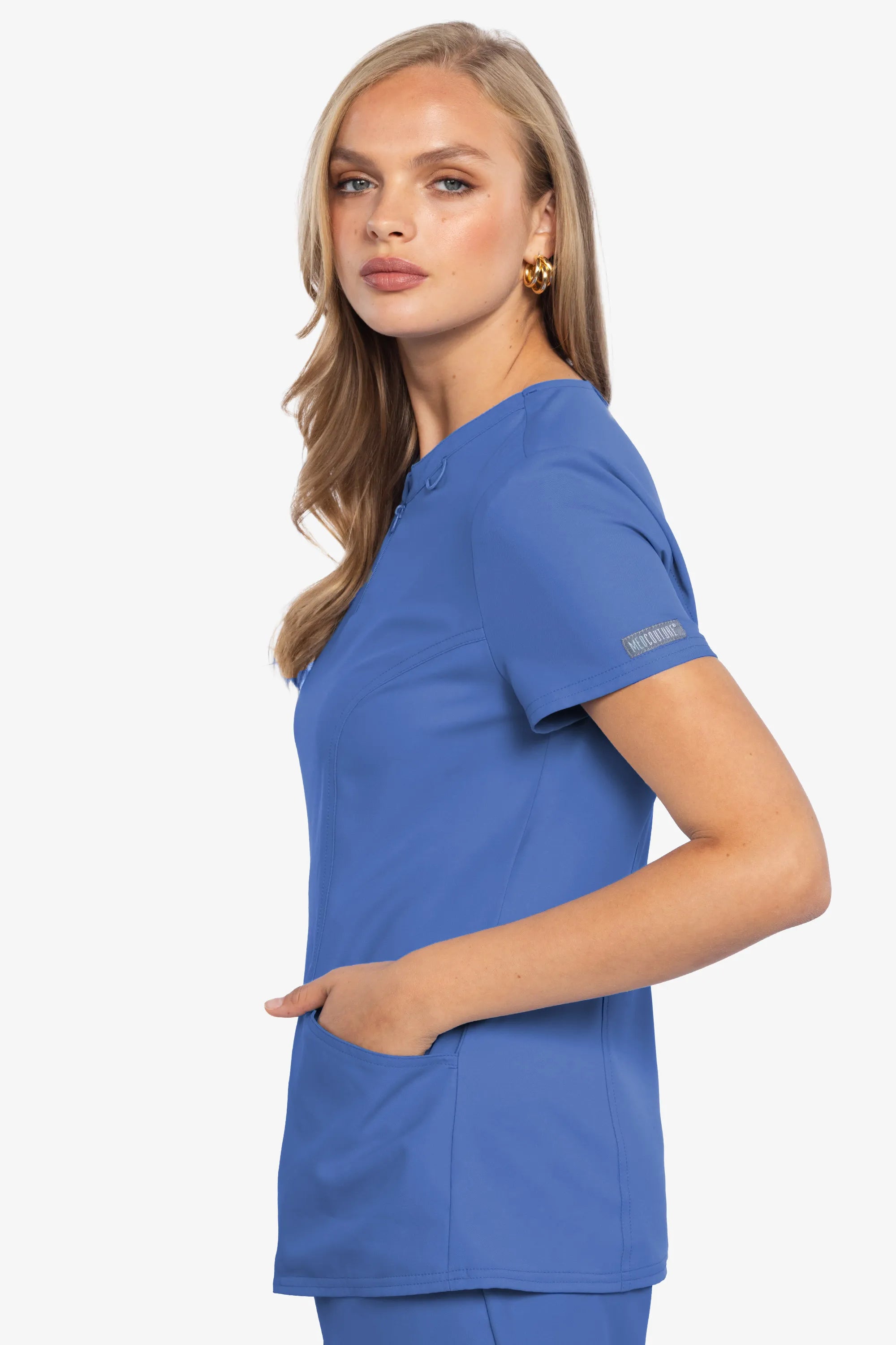 Med Couture Insight Women's Henley Zip Front Top