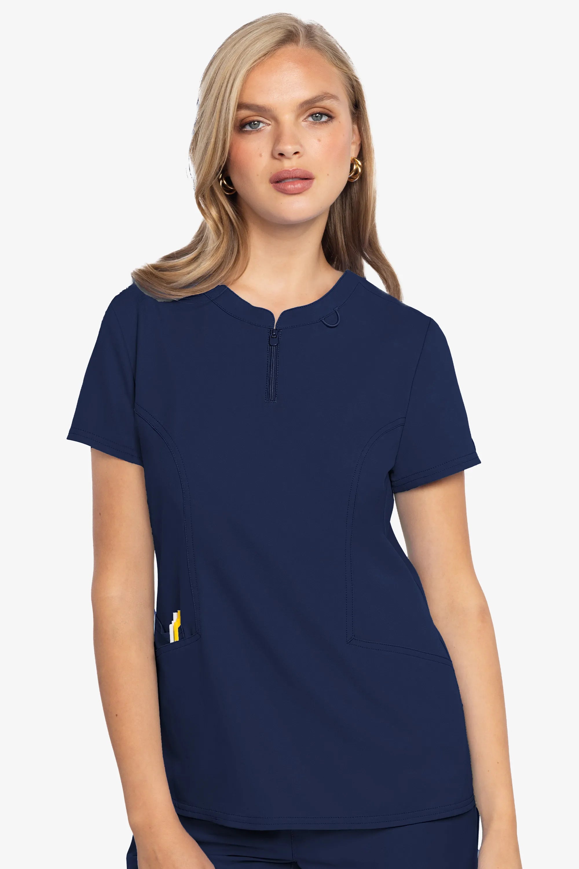 Med Couture Insight Women's Henley Zip Front Top