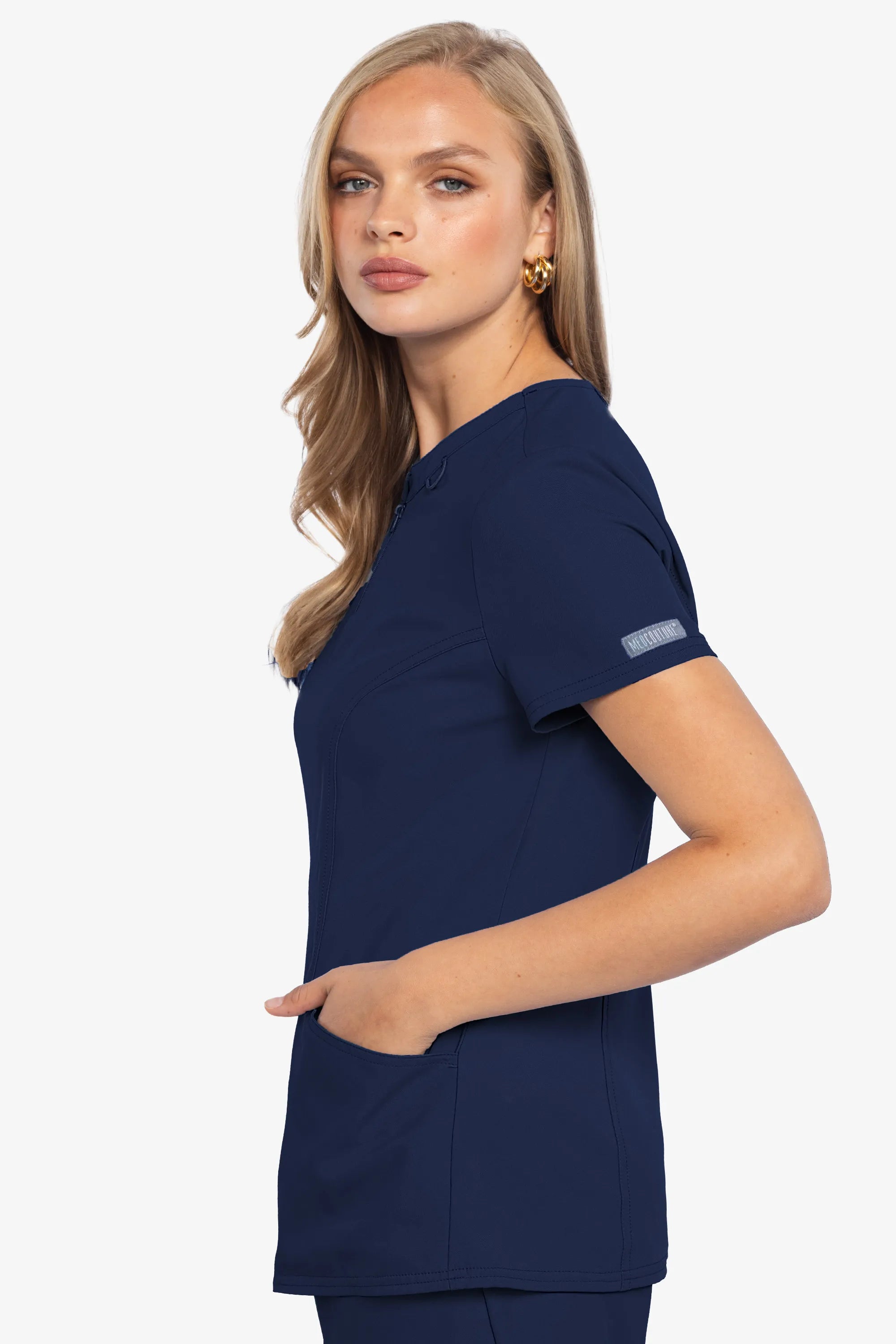 Med Couture Insight Women's Henley Zip Front Top