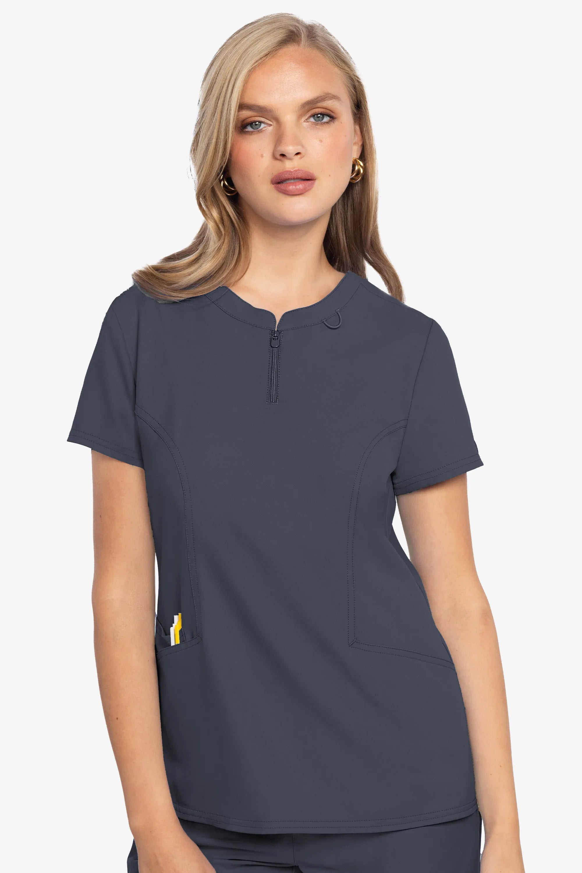 Med Couture Insight Women's Henley Zip Front Top