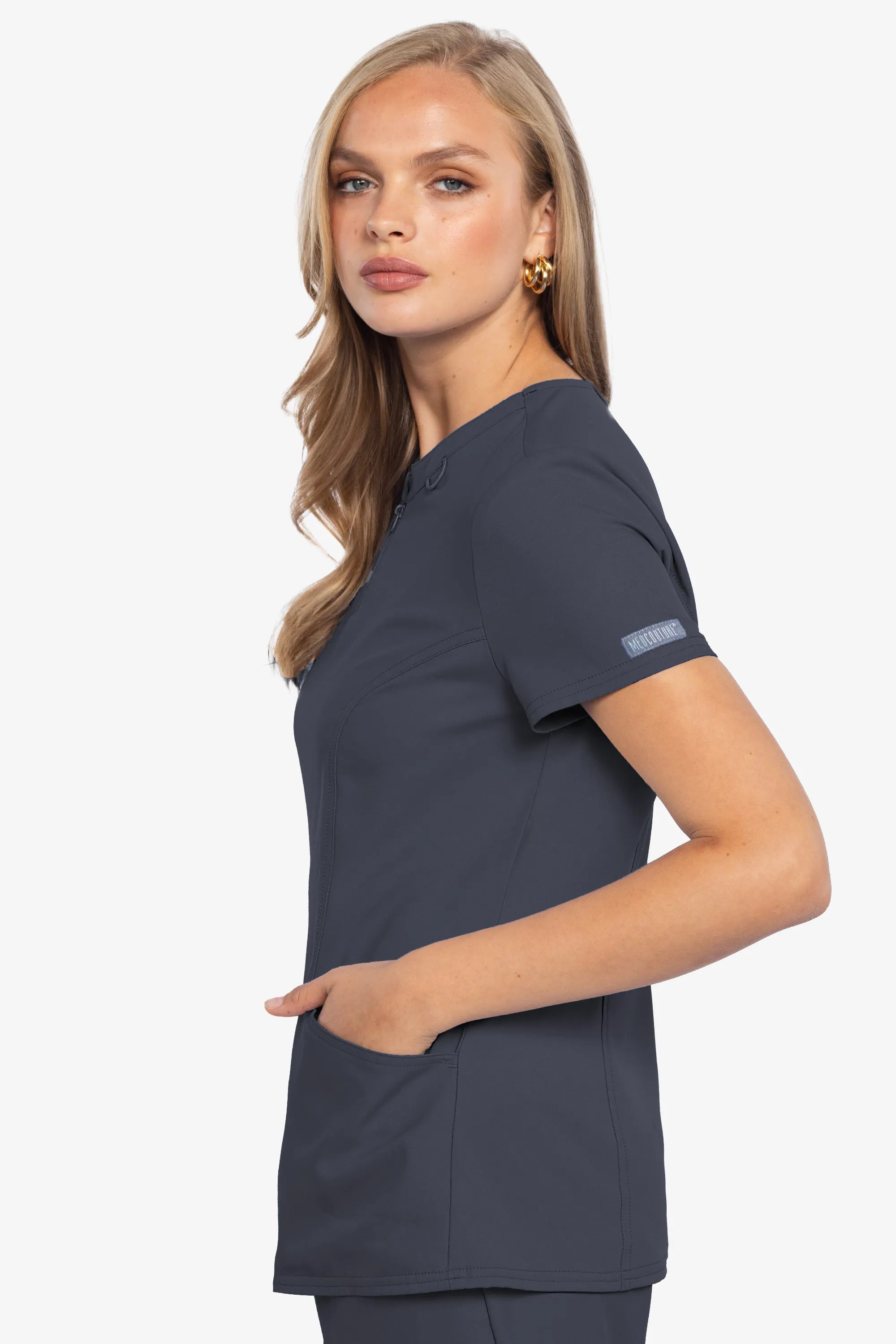 Med Couture Insight Women's Henley Zip Front Top