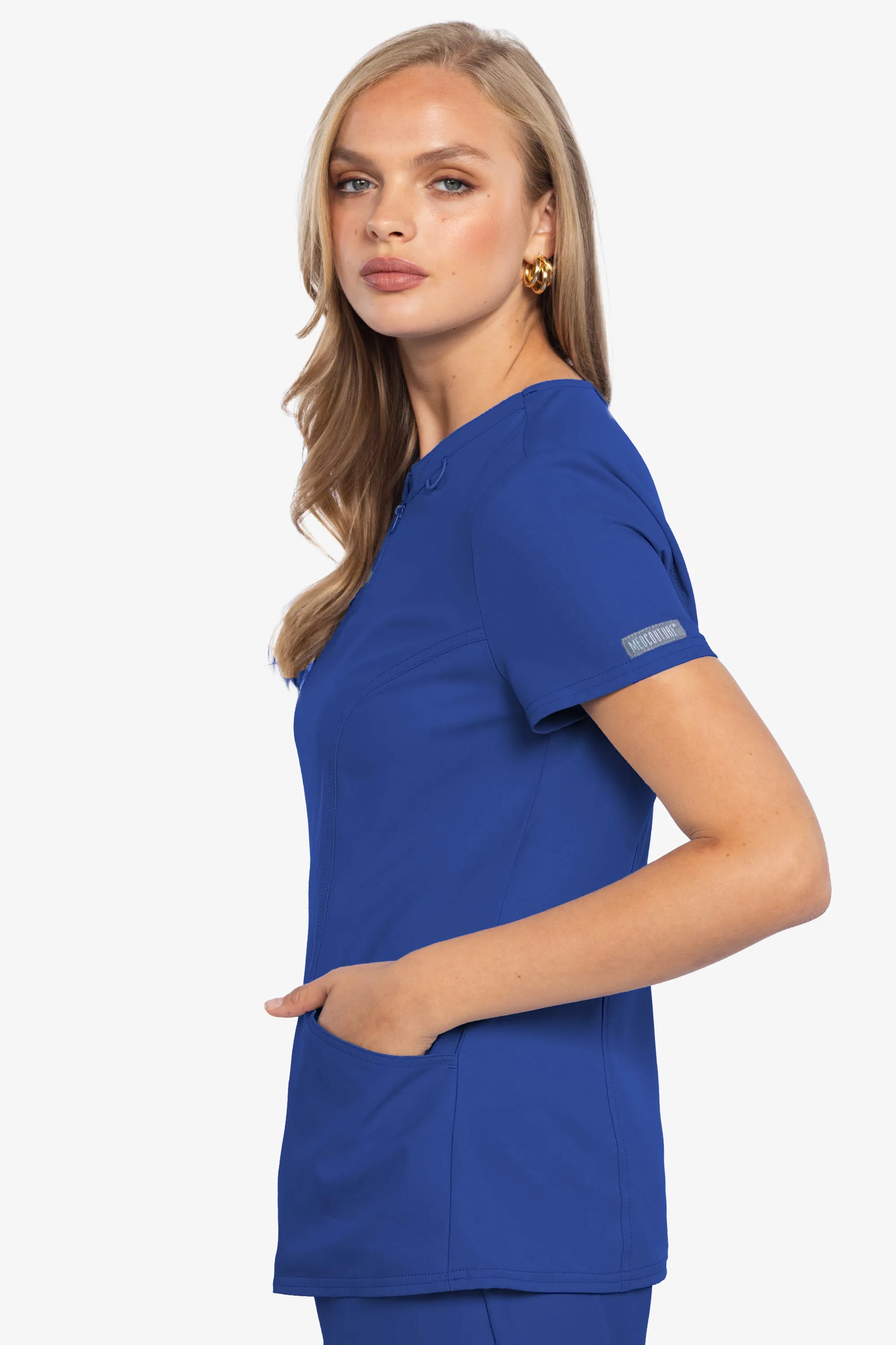 Med Couture Insight Women's Henley Zip Front Top