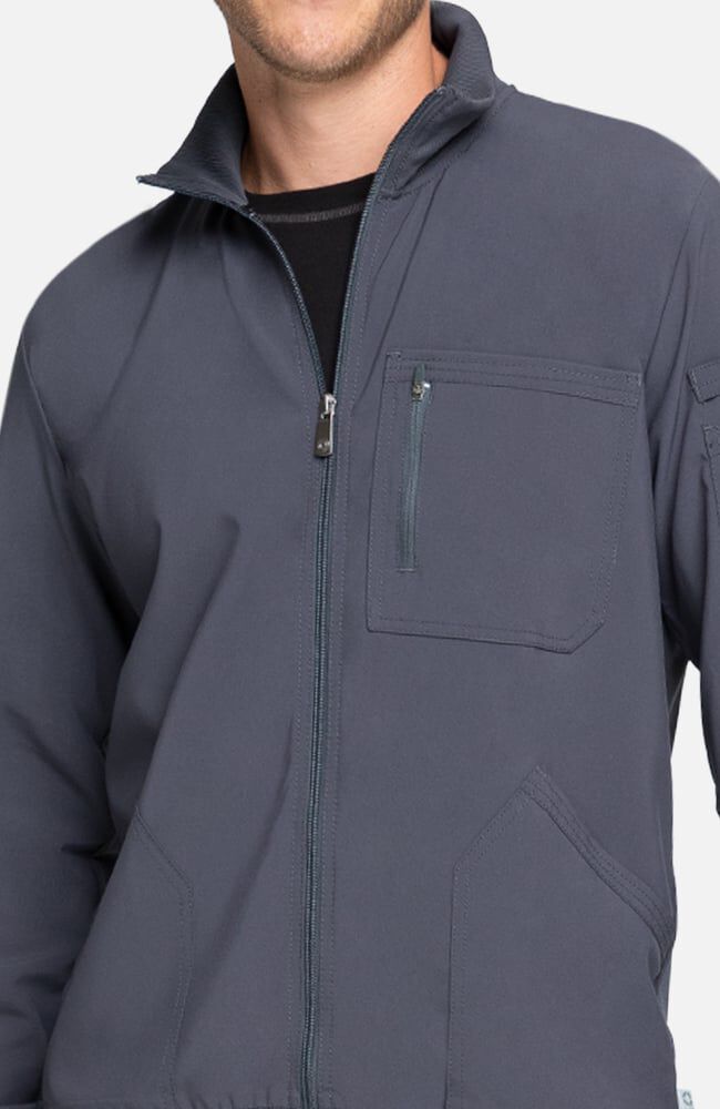 Infinity Men's Zip Front Rib Panel Scrub Jacket
