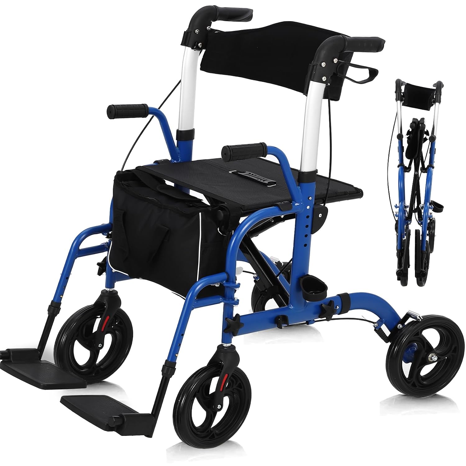 A2Z Mobility-A2Z-TC1057BLU Rollator Transport Chair - Blue