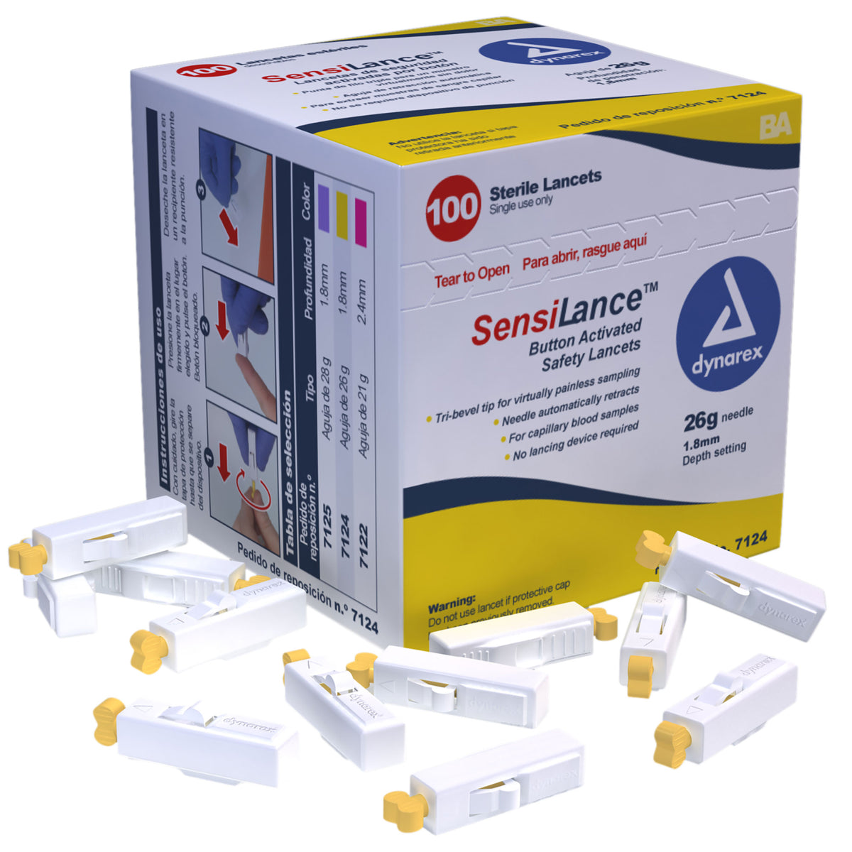 Dynarex Safety Lancets Sterile - Button and Pressure