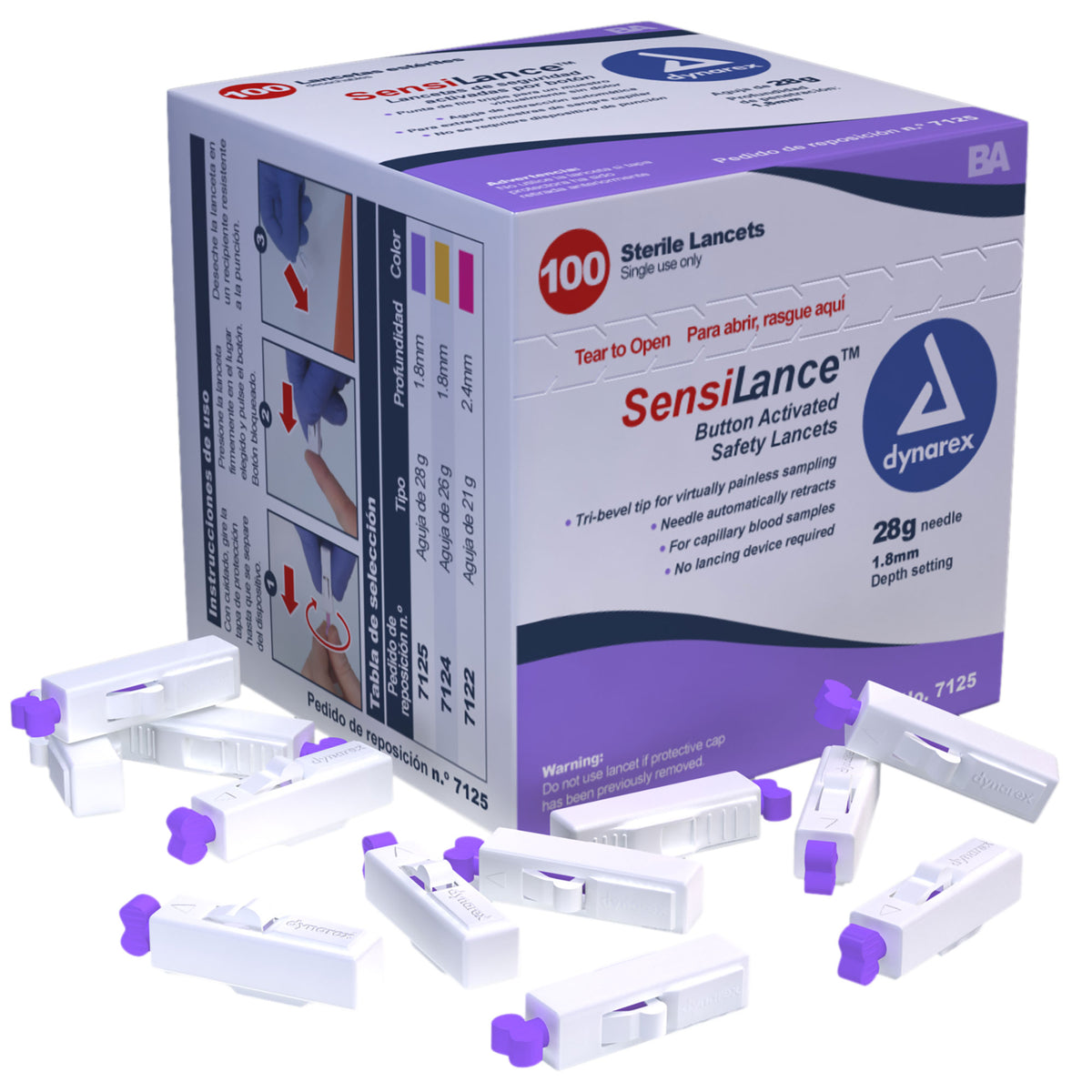 Dynarex Safety Lancets Sterile - Button and Pressure
