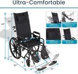 Vive Health-MOB1103BLK Reclining Wheelchair with Headrest - Black
