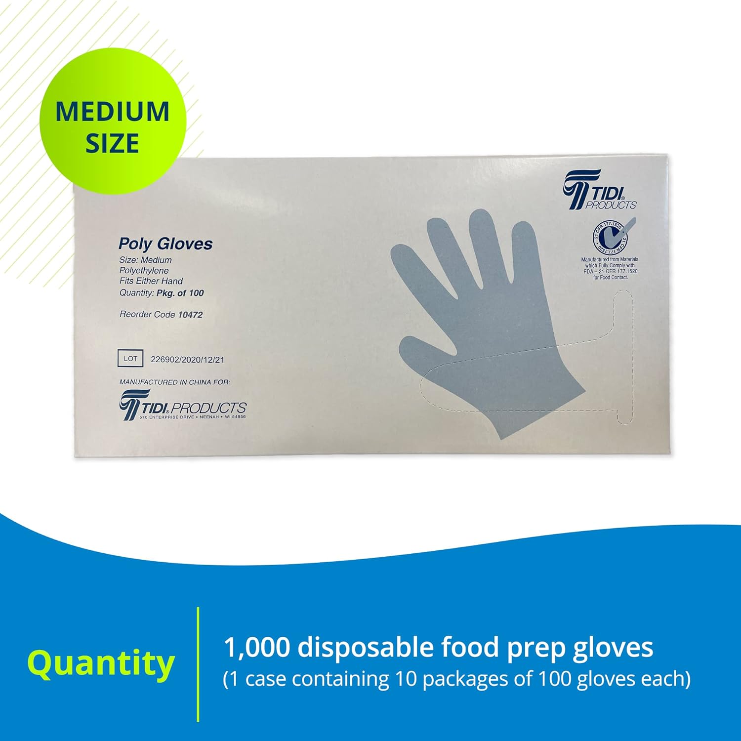 TIDI Products, Glove Clear Poly, 1000 per Case