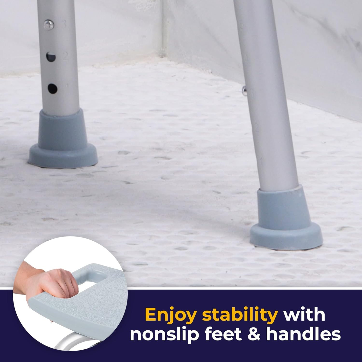 Dynarex-RPSC-02ETT Padded Tub Transfer Bench Extension Leg with Suction Rubber Gray, 1