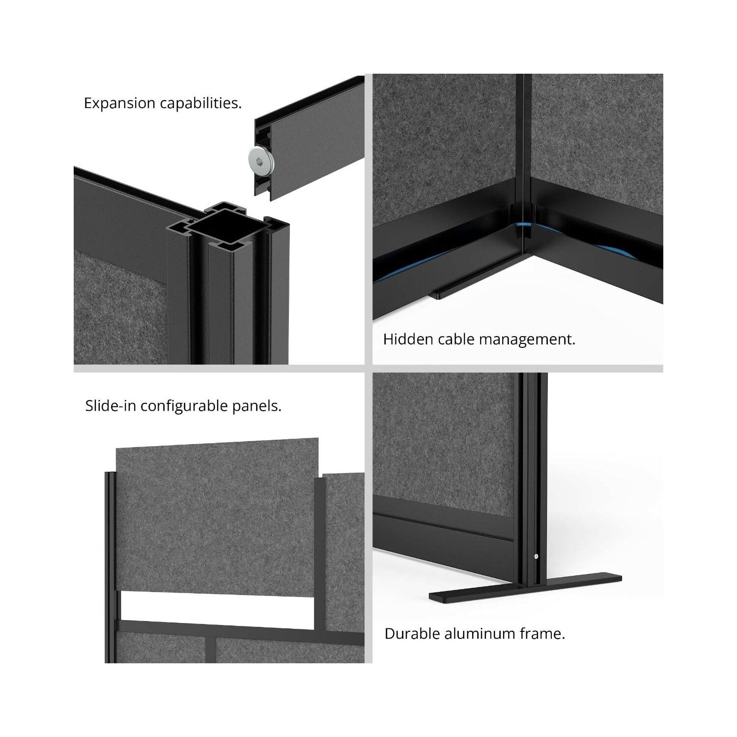 Luxor Modular Wall Room Divider System- 53" x 70" Starter Wall - Wide Paneling