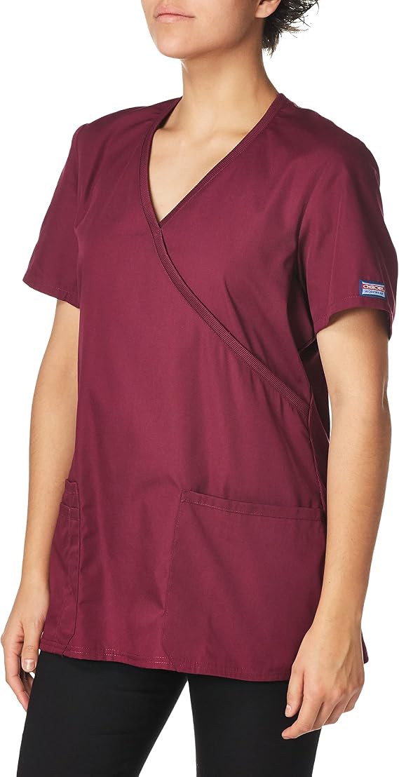 Cherokee Medical WW Originals Women's Mock Wrap Knit Panel Solid Scrub Top