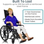 Vive Health-MOB1103BLK Reclining Wheelchair with Headrest - Black