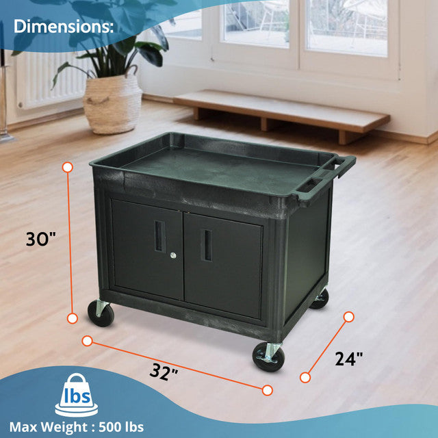 Luxor-TC12C-B Tub Cart with Cabinet (Black)