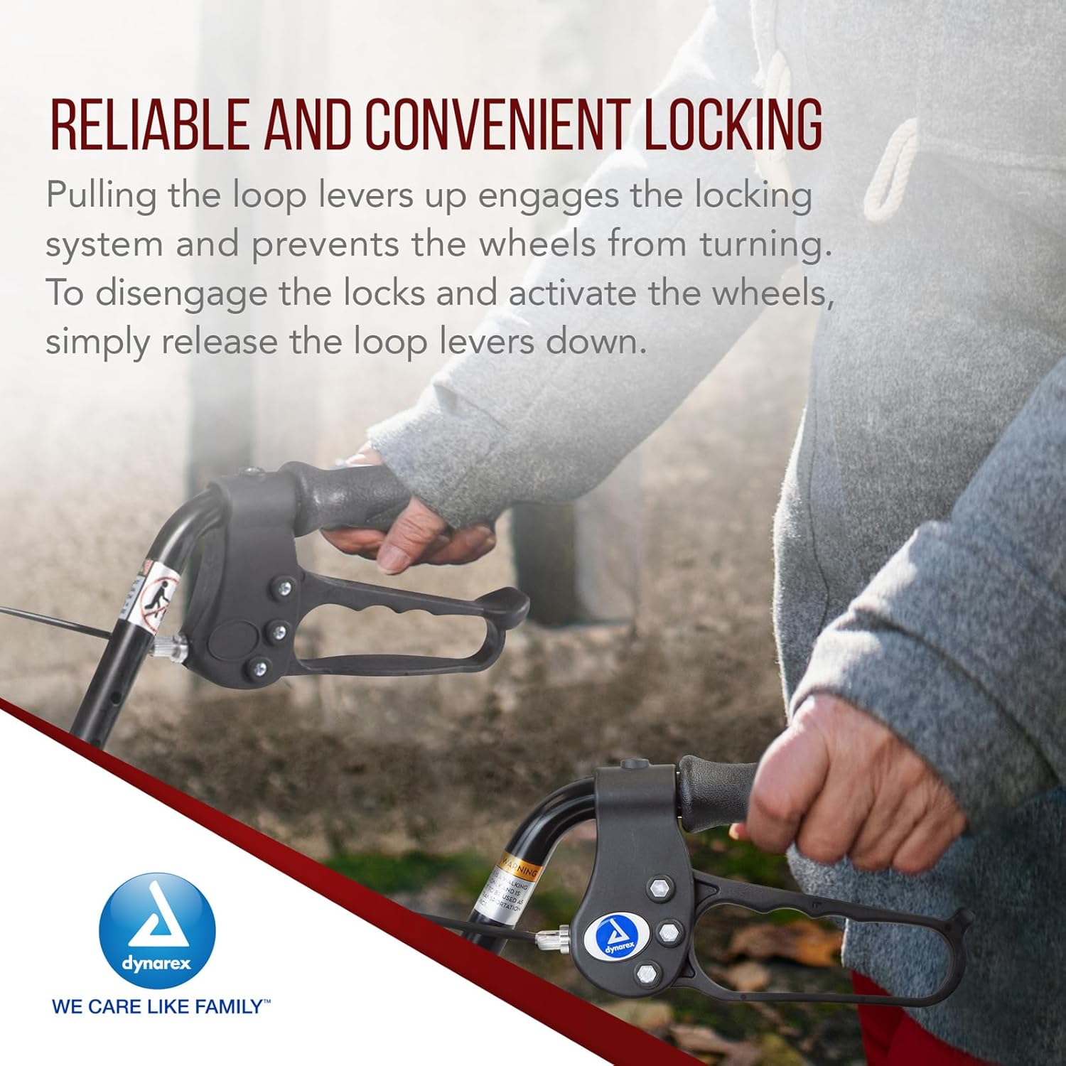 Dynarex-RPRL-01HB07 DynaGo Euro Rollator Hand Brake System Black, 1 EA