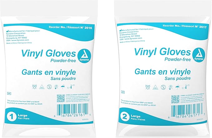 Dynarex Vinyl Exam Gloves, Powder Free (Case Of 500 Pairs)