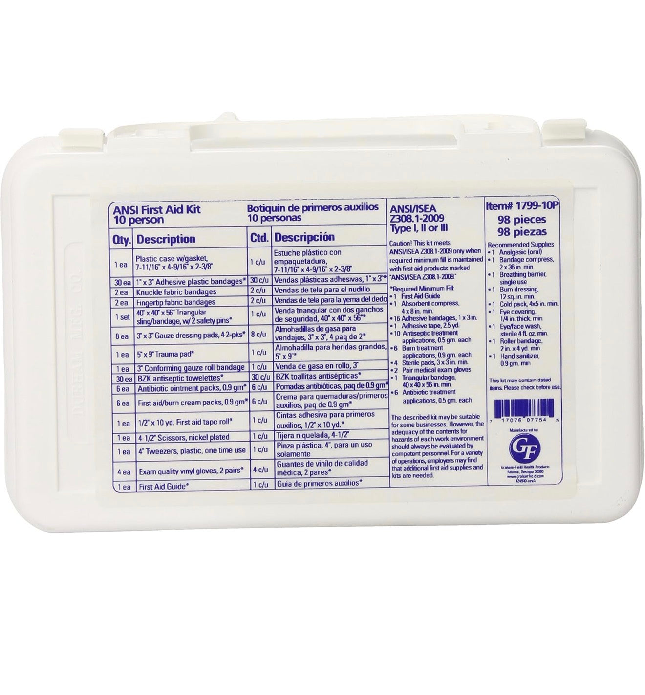 Graham Field-1799-10P - Botiquín de primeros auxilios Graham Field para 10 personas