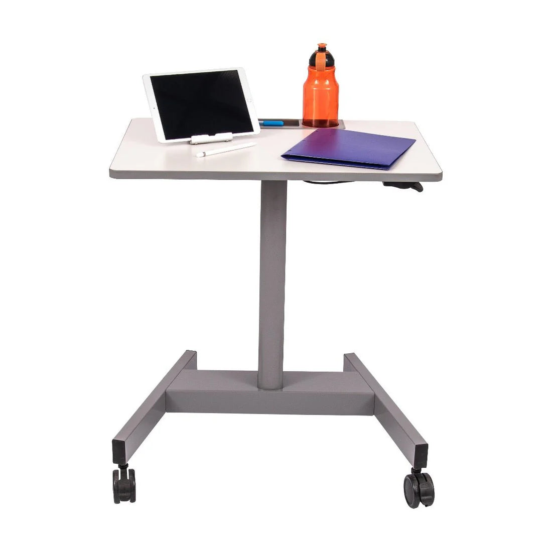 Luxor-STUDENT-P Pneumatic Adjustable Height Sit Stand Student Desk Light Gray (19.5" x 27.5" x 29"–43.5")