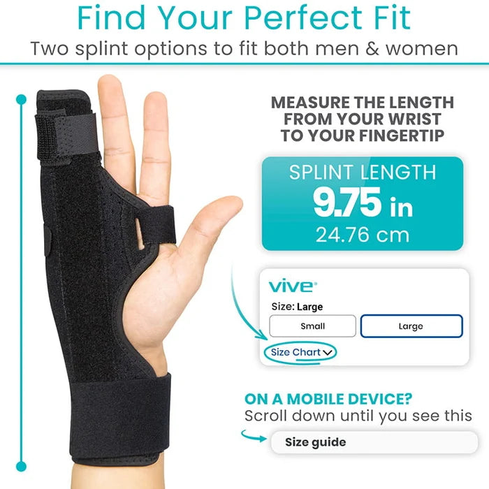 Vive Health-SUP2053BLKSM Boxer Splint - 8 inch