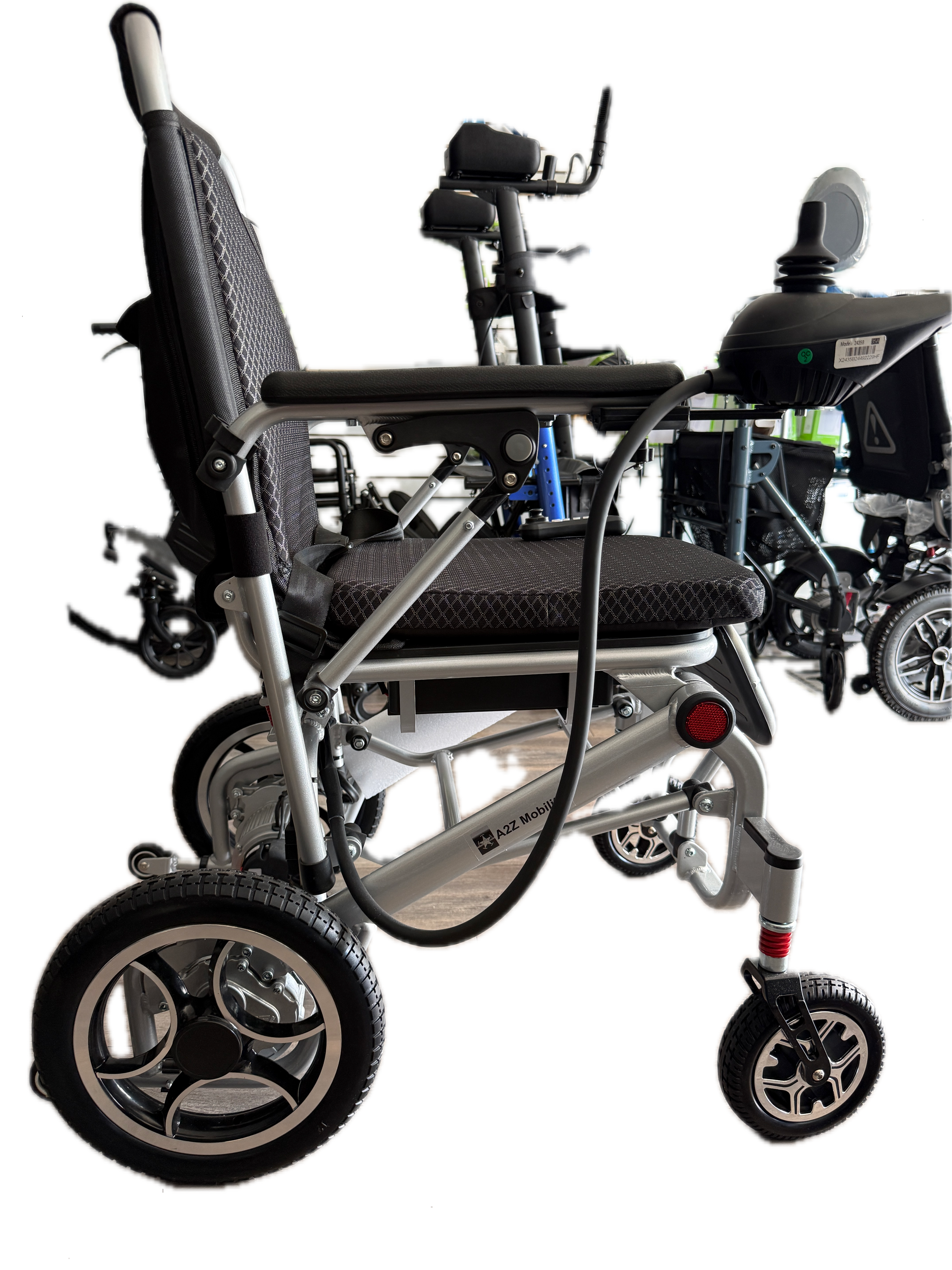 A2Z Mobility-A2Z76003L Lightweight Electric Folding Wheelchair – 220 lb Capacity