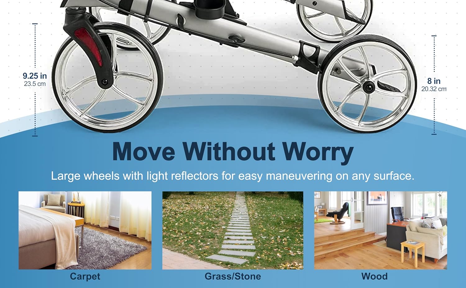Graham Field-LX9000G Lumex Walkabout Lite Rollator Walker with Seat, Lightweight, 14.5 lb., Large 6" Wheels, Aqua