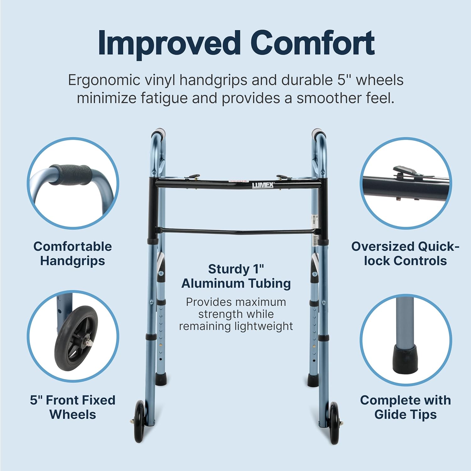 Graham Field Lumex Everyday Dual Release Walker with 5" Wheels