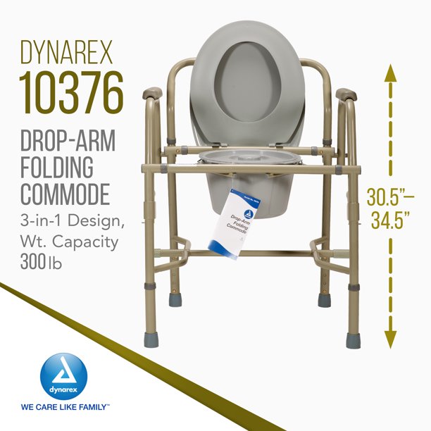 Dynarex-RPBC-01RT-76 10376 Drop Arm Folding Commode Rubber Tip, Gray, 1