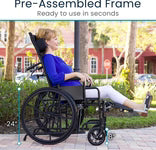 Vive Health-MOB1103BLK Reclining Wheelchair with Headrest - Black