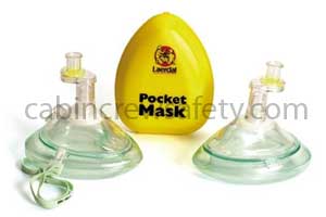 LAERDAL-83001133 Máscara de bolsillo con entrada de O2, correa para la cabeza, guantes, estuche rígido amarillo