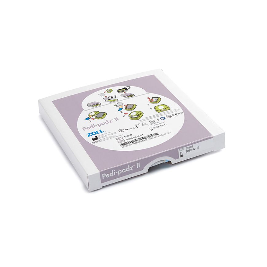 Electrodos multifunción pediátricos ZOLL-8900-0810-01 Pedi•padz II: diseñados para usar con el desfibrilador ZOLL AED Plus®.