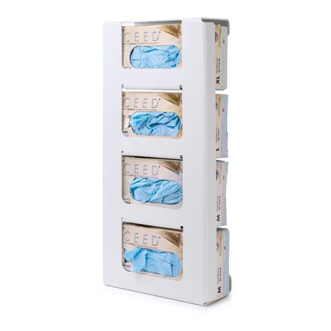 Bowman Dispensers/Marketlab-89993-WH Seamless Antimicrobial Glove Box Dispenser, Quad • 10.125"W x 4"D x 21.625"H