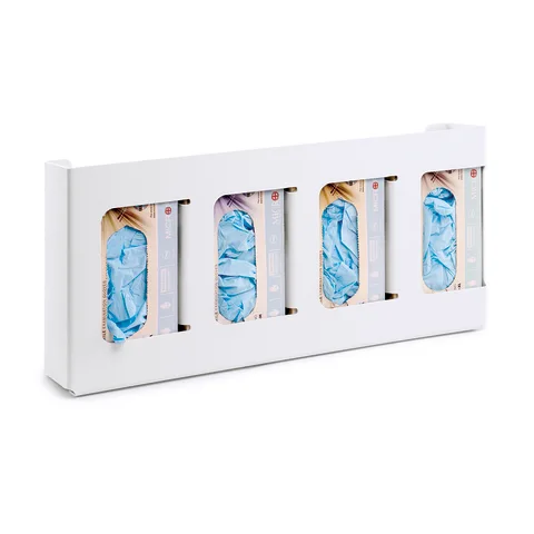 Bowman Dispensers/Marketlab-89993-WH Seamless Antimicrobial Glove Box Dispenser, Quad • 10.125"W x 4"D x 21.625"H
