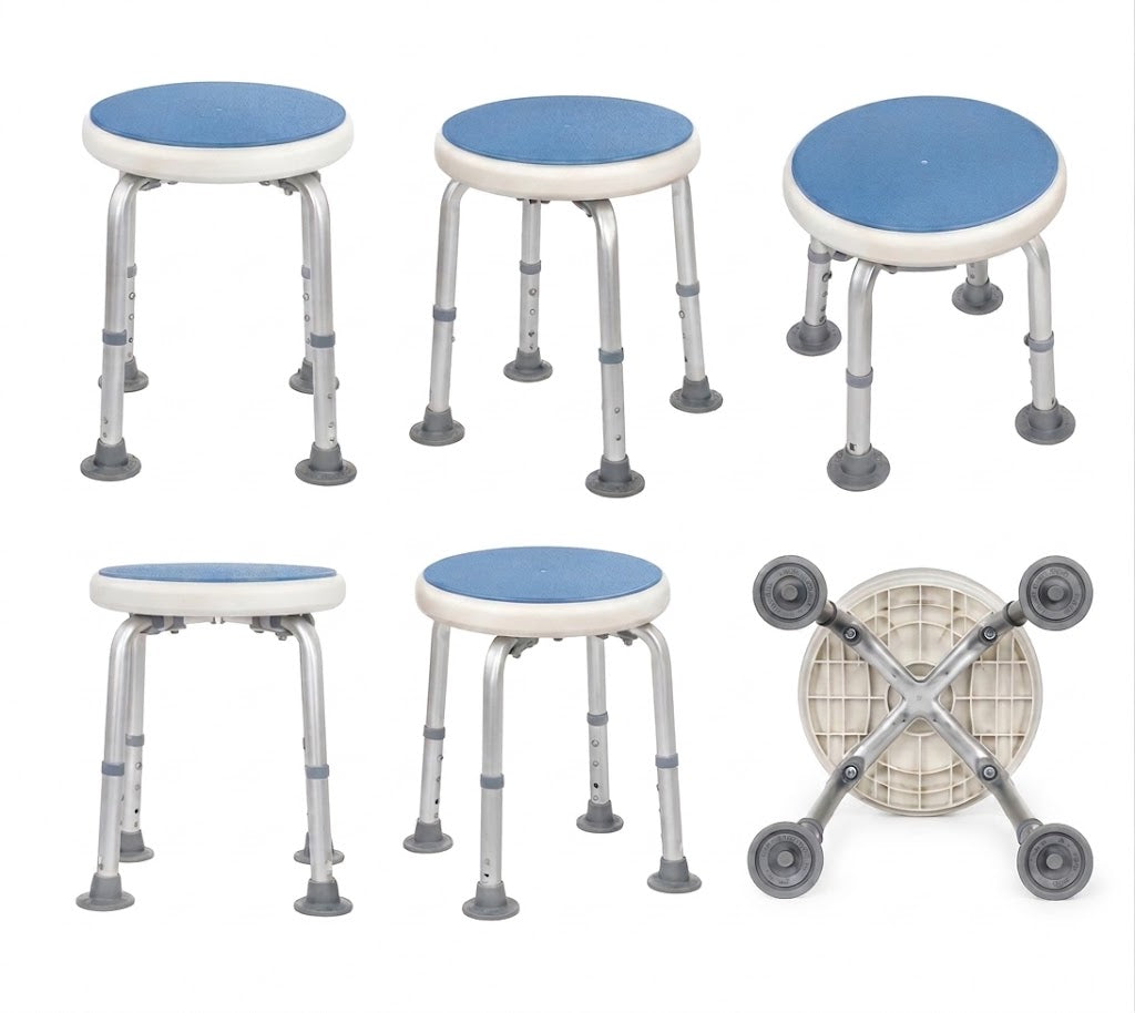 A2Z Mobility-A2Z-SS701BLU Height-Adjustable Rotating Shower Stool / Bath Stool with Swivel Seat (1 EA)