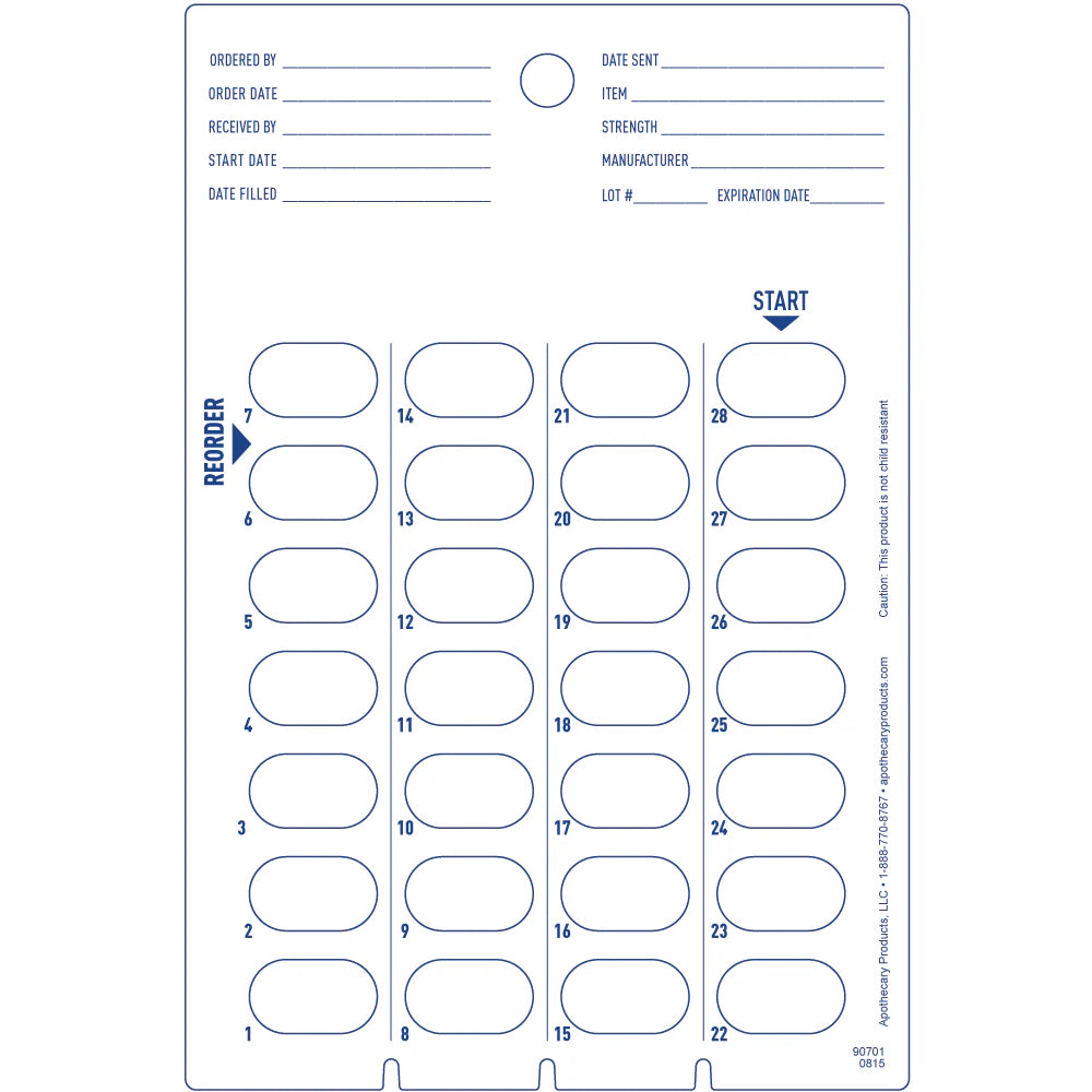 Apothecary Products Ezy Dose® Unit Dose Cold Seal Card