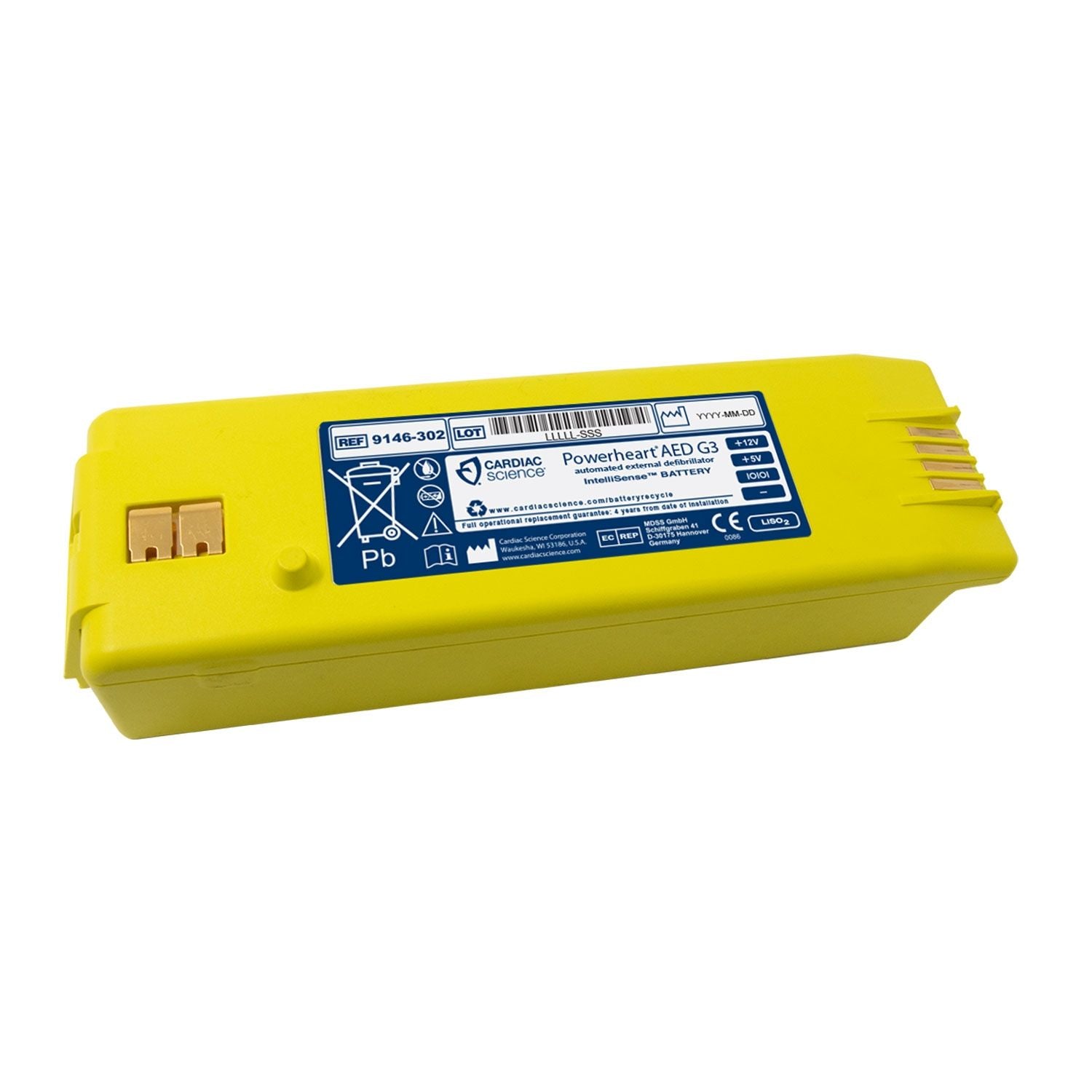 Batería de litio IntelliSense ZOLL-9146-302 (amarilla) para desfibriladores automáticos Powerheart AED G3 modelos 9300E, 9300A, 9390E y 9390A