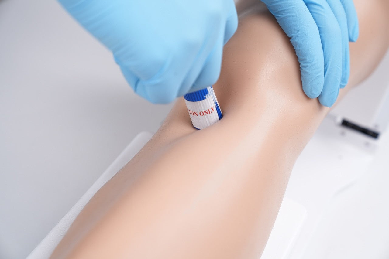 The Anatomy Lab-A-112540 Adult Tibial Puncture Leg with Stand, 1/EACH