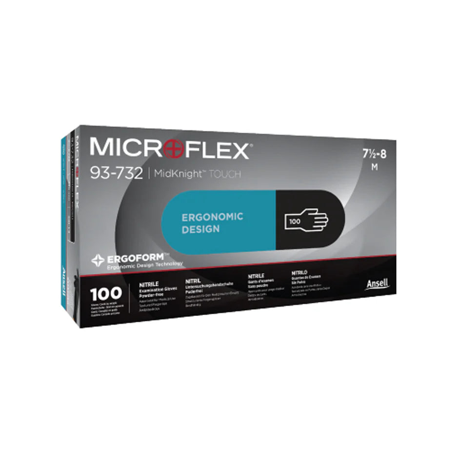 Ansell Microflex Midknight Touch Nitrile Exam Gloves