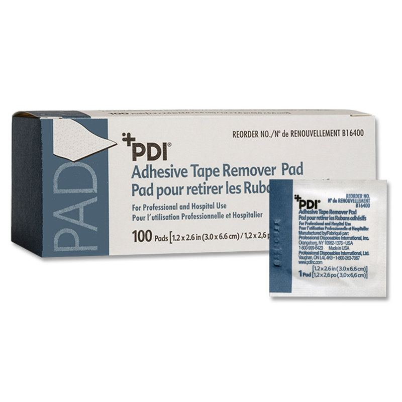 PDI-B16400 Adhesive Tape Remover Pad, 1.25" x 2.625" (100/bx, 10 bx/cs)