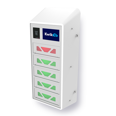 Luxor-KBSL074 Kwik IQ Guest 5-Bay Small Device Smart Locker (4G, USB-C and Lightning)