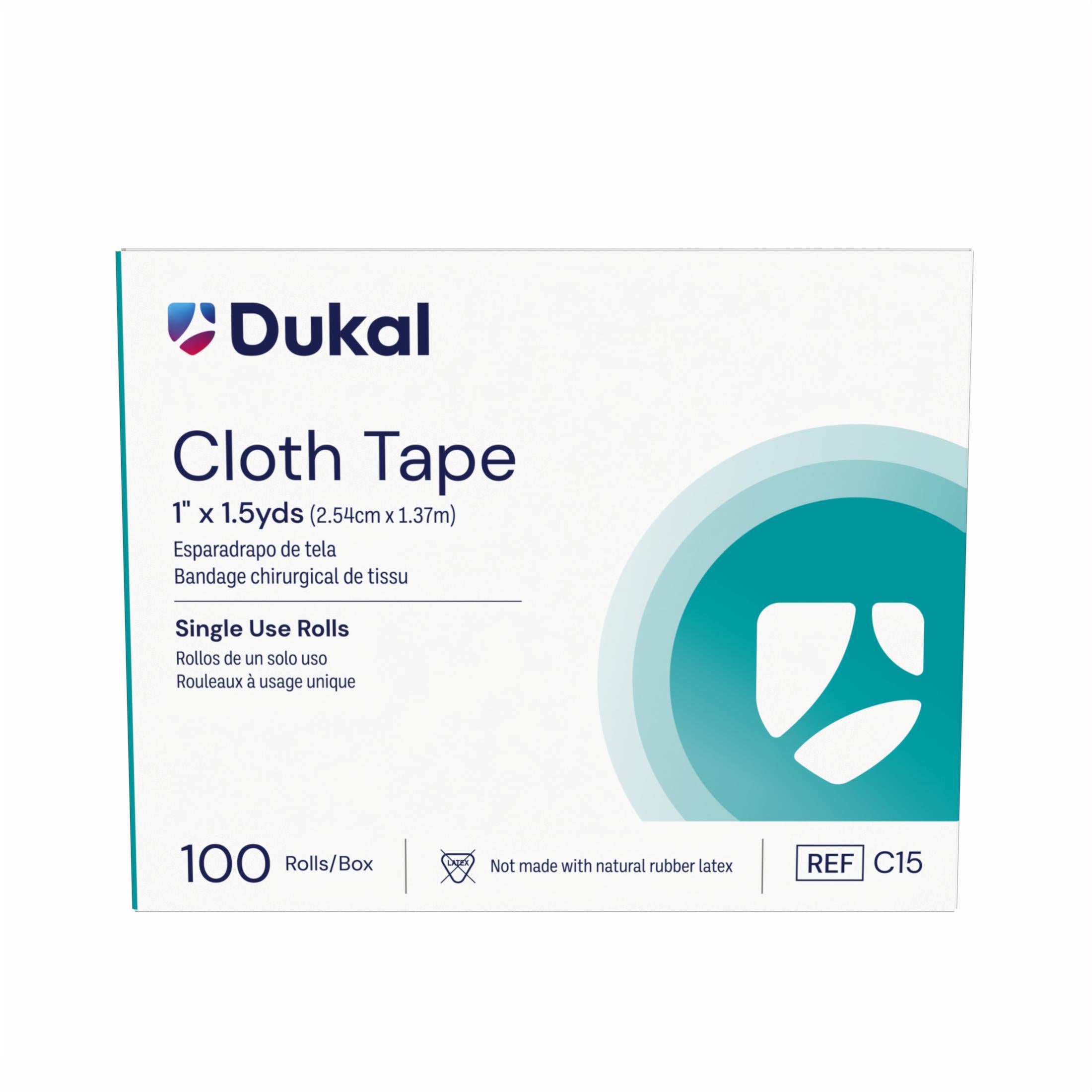 Dukal Corporation-C15 Cloth Tape, 1" x 1½ yds, Non-Sterile (100/bx, 5 bx/cs)