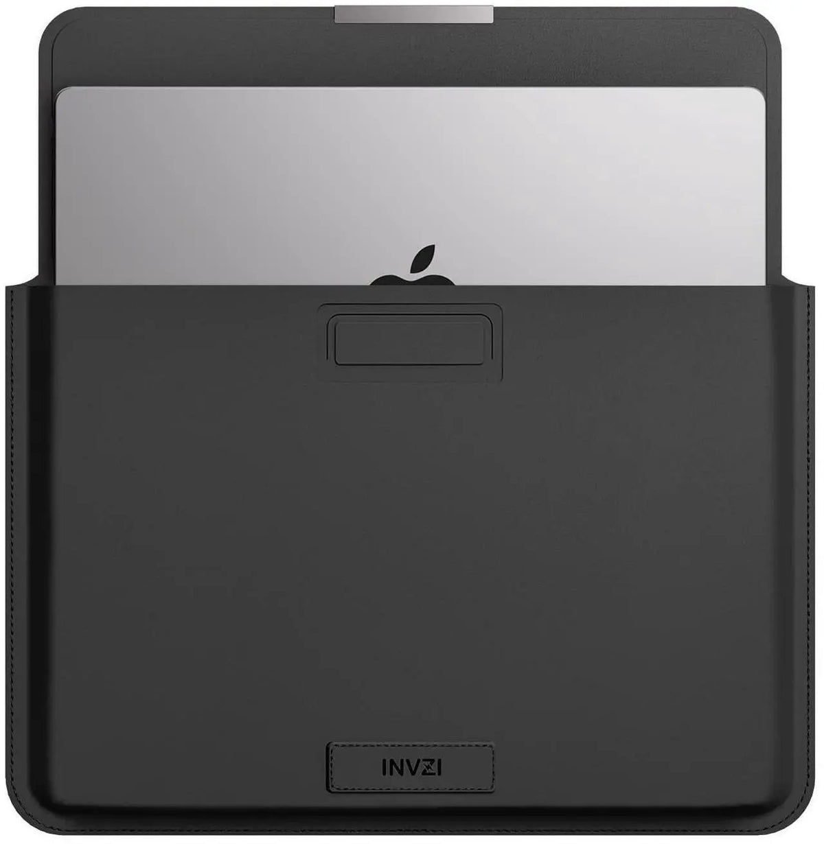 INVZI-0034S916D MacBook Sleeve, Vegan Leather Bag Compatible with 13”/14" MacBook Air, MacBook Pro 14 inch M3 M2 M1 2021-2024, Compact Design with Invisible Stand (Black)