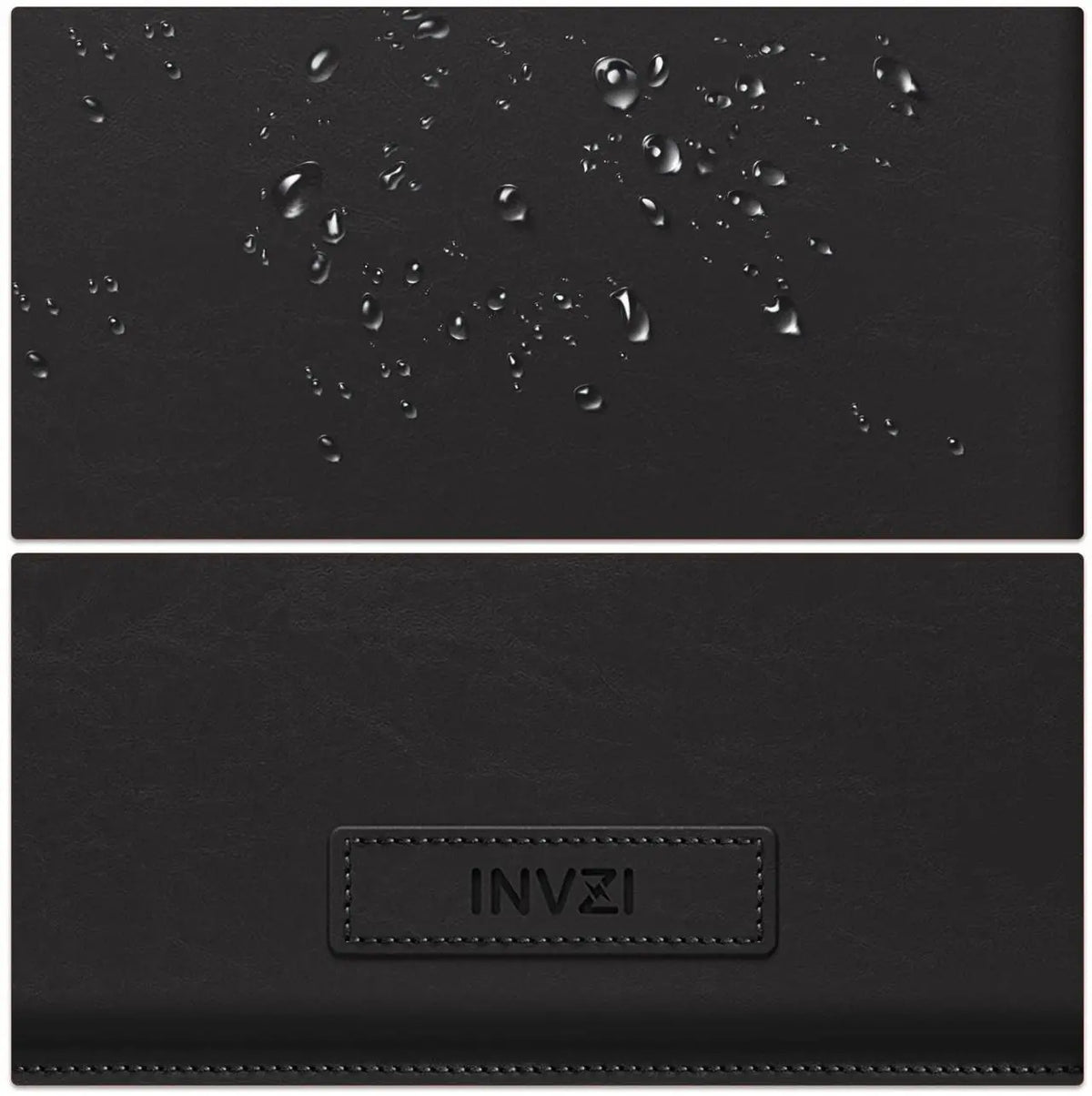 INVZI-0034S916D MacBook Sleeve, Vegan Leather Bag Compatible with 13”/14" MacBook Air, MacBook Pro 14 inch M3 M2 M1 2021-2024, Compact Design with Invisible Stand (Black)