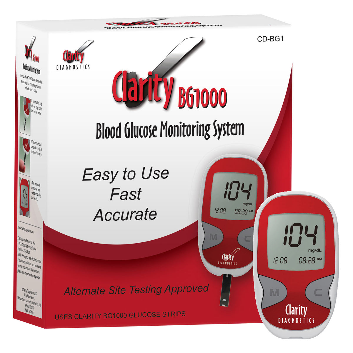 Clarity BG1000 Blood Glucose Monitoring System and Supplies