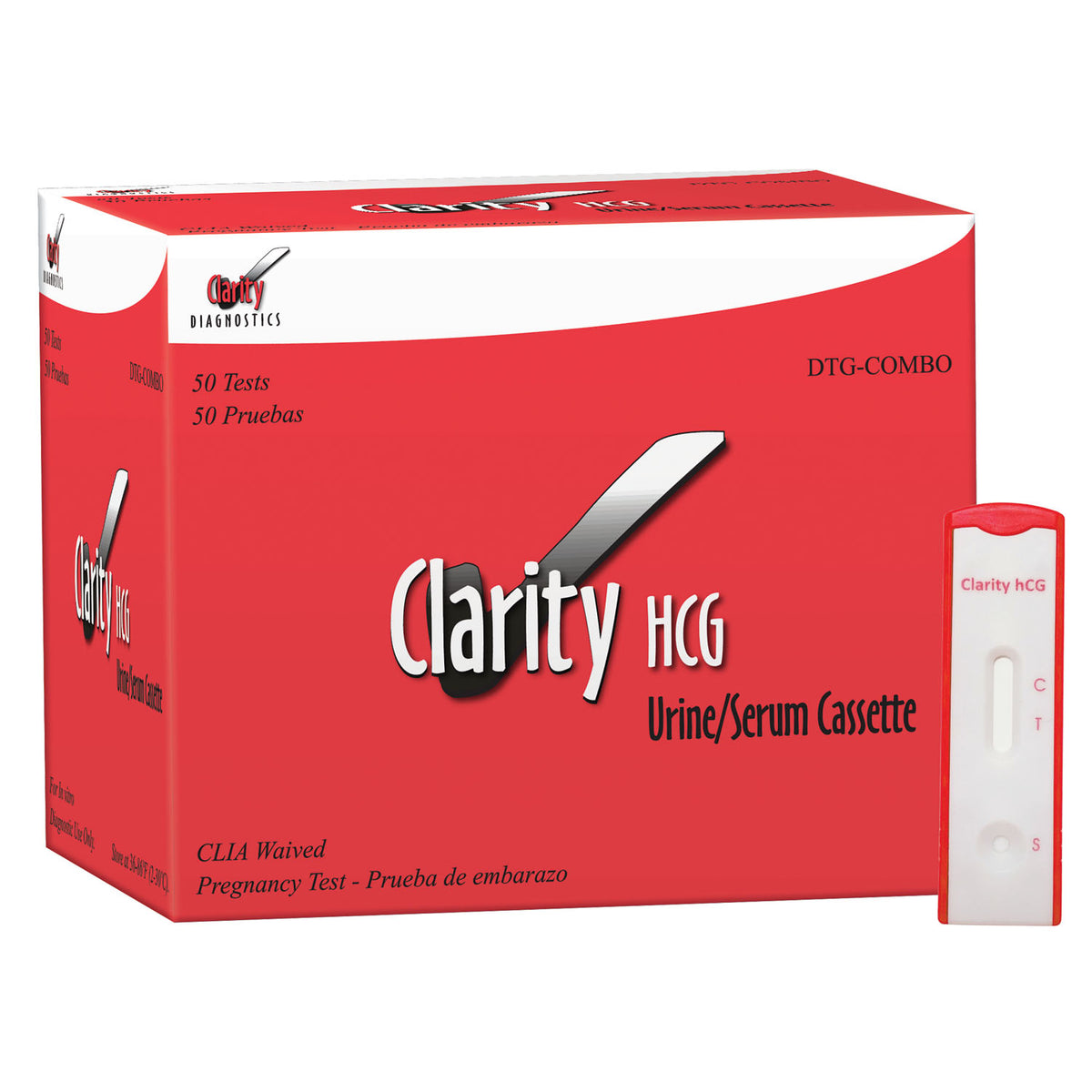 Clarity-DTG-COMBO HCG Combo Test Cassette, CLIA Waived (50/bx)