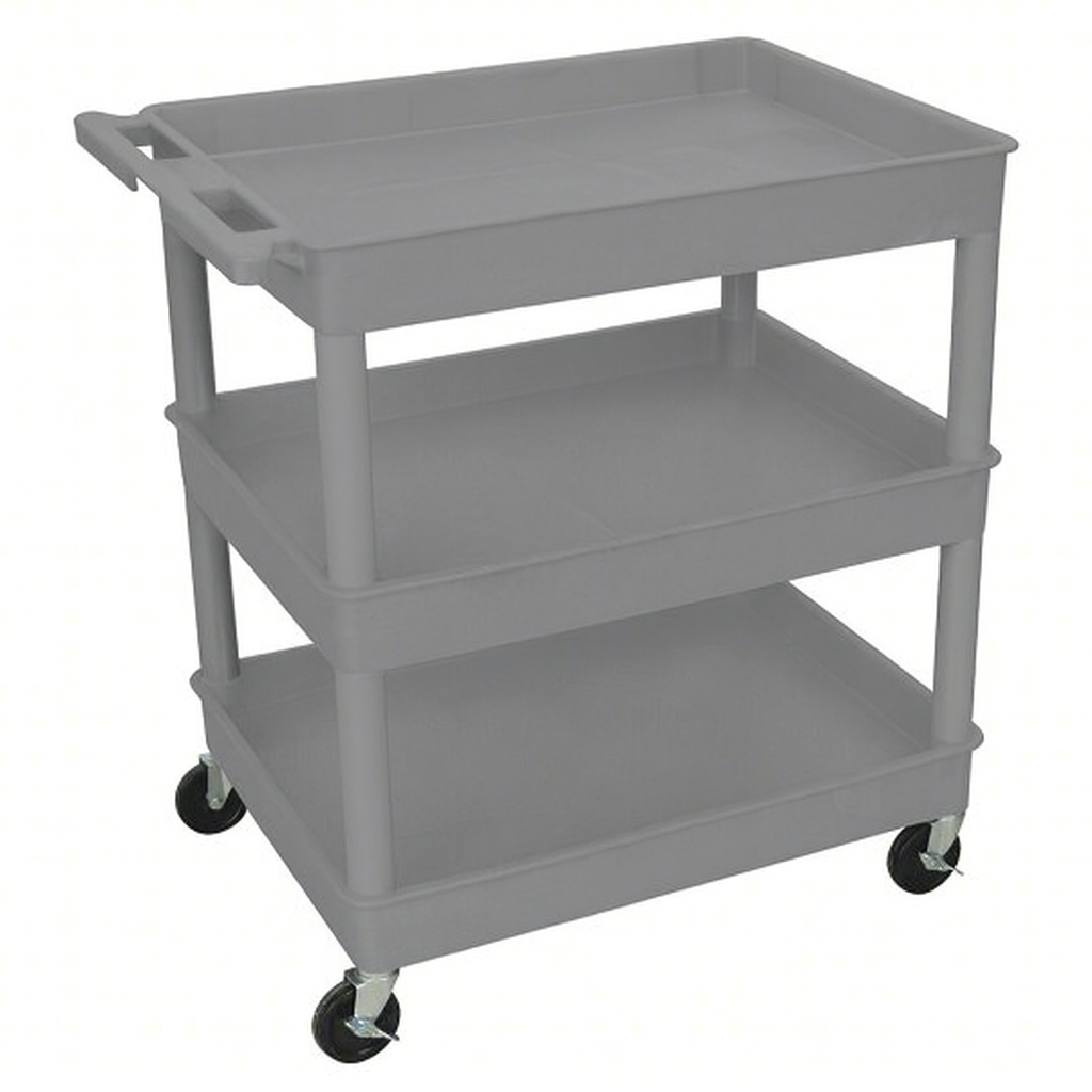 Luxor-BKTC111GY CART/3-SHELF 32x24x38" - BLK-S/GRAY-L