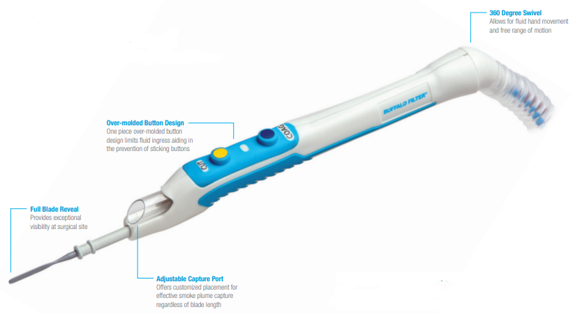 Conmed Corporation-PLPUL2020 PlumePen® Ultra (Non-Stick ESU Blade), with 3/8" (9.5 mm) x 10 ft (3 m) Hose/ Tubing, 7/8" (22mm) Filter Port Adapter (20/cs)