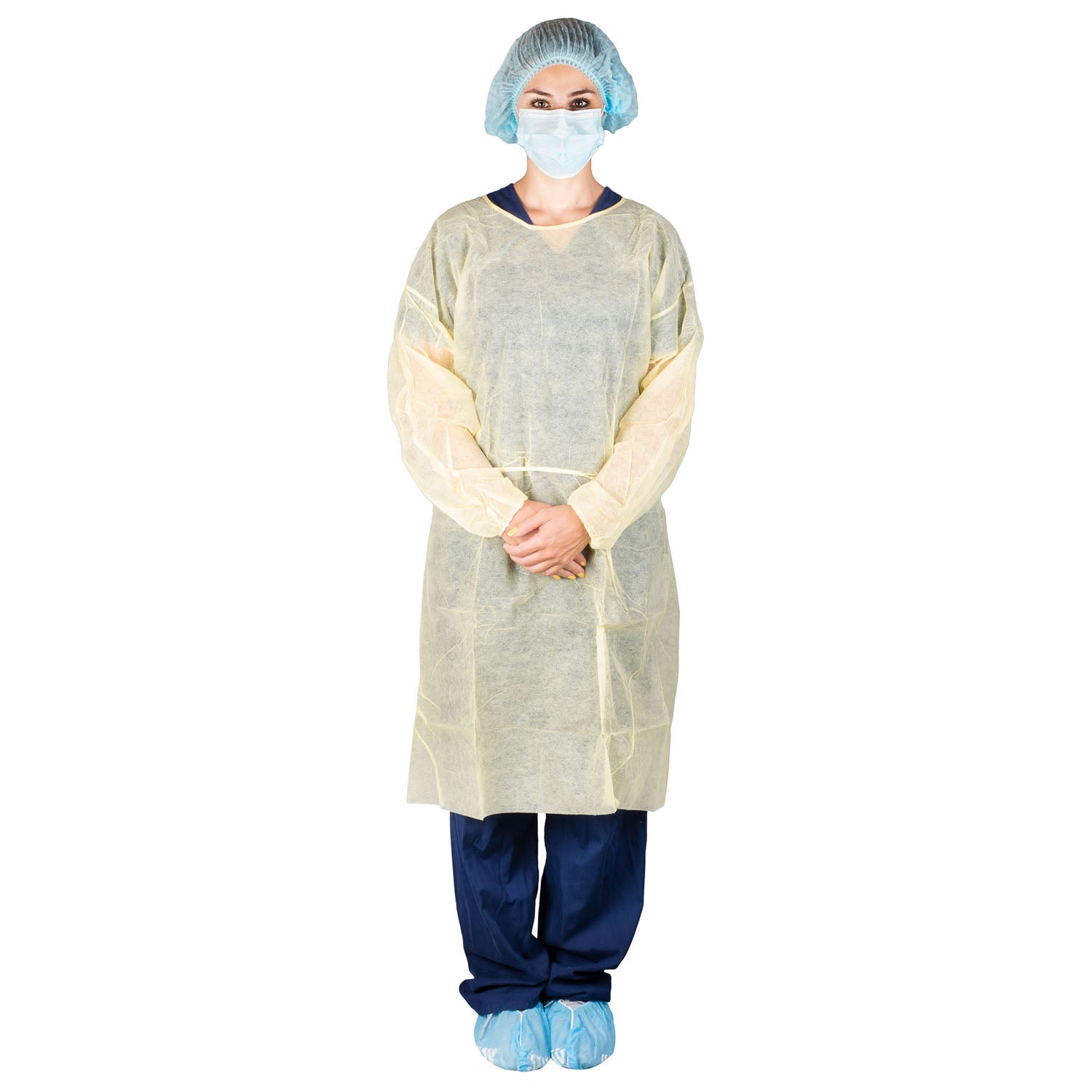 Dukal Corporation-303 Isolation Gown, Poly Coated, Impervious, Yellow (10/bg, 5 bg/cs ,36 cs/plt)