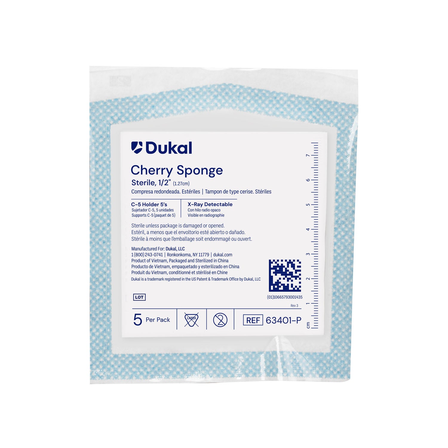 Dukal Corporation-63401-P Cherry Sponge, C-5 Holder, Sterile 5s (5/pk, 40 pk/cs)